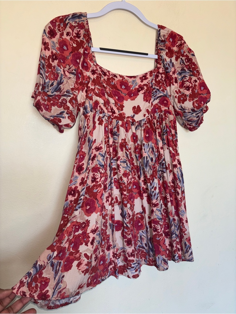 Vestique Floral Babydoll Swing Mini Dress Sz S Puff Sleeves Fit & Flare Coquette